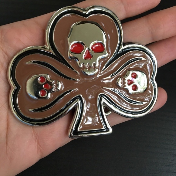 Other - SKULL BELT BUCKLE COWBOY BROWN SILVER MEN